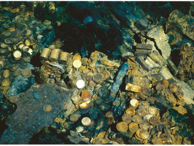 Những đồng tiền vàng của con tàu S.S. Central America được tìm thấy dưới đáy biển. (Nguồn: pcgs.com).