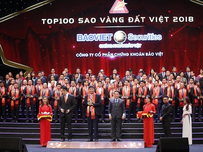 Chứng khoán Bảo Việt được vinh danh trong top 100 Sao Vàng đất Việt 2018