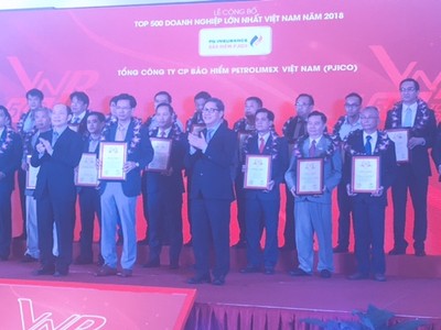 Đại diện PJICO nhận chứng nhận VNR500 2018.