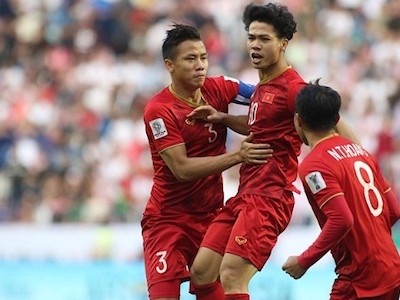Công Phượng ghi bàn gỡ hòa trong trận gặp Jordan ở vòng 1/8 giải Asian Cup. Ảnh:Anh Khoa.
