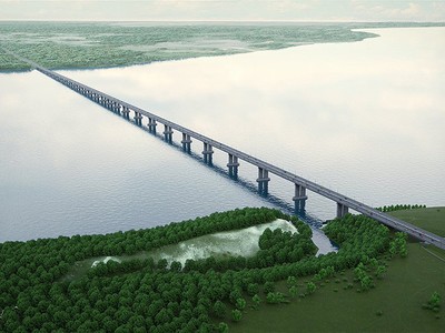 Cây cầu dài 4 km nối miền Tây Trung Quốc với châu Âu. Ảnh: Chính quyền khu vực Samara.