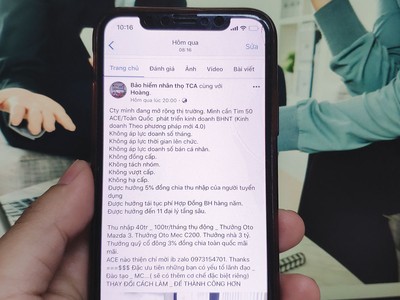 Thông tin tuyển dụng trên facebook cá nhân của Lê Huy Hoàng.