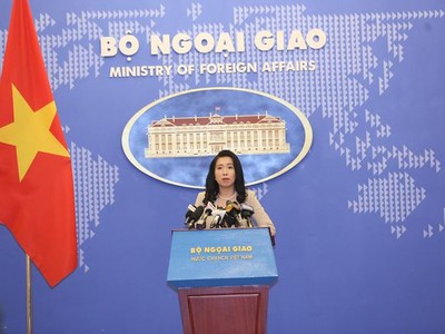 Người phát ngôn Bộ Ngoại giao Việt Nam Lê Thị Thu Hằng chủ trì cuộc họp báo chiều 17/10 (ảnh: N.T).