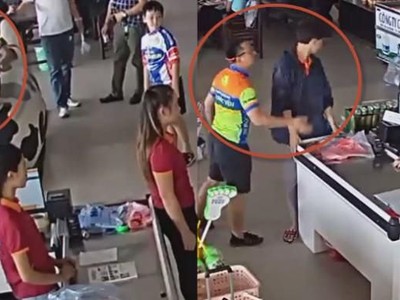 Hình ảnh Thượng uý Nguyễn Xô Việt có hành vi hành hung 2 nhân viên bán hàng tại trạm nghỉ (Ảnh: Cắt từ clip).