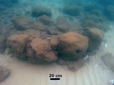 Dấu vết đổ nát của tường chắn sóng cổ đại. Ảnh: Newsweek.