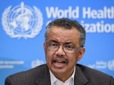 Tổng giám đốc WHO Tedros Adhanom Ghebreyesus trong cuộc họp báo tại Thụy Sĩ hôm 30/1. Ảnh: AFP.