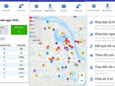 Ứng dụng Hà Nội SmartCity cung cấp đầy đủ các thông tin về dịch bệnh COVID-19 cho người dân. (Ảnh chụp màn hình).