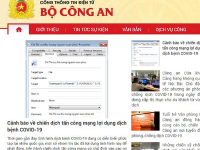 Bộ Công an cảnh báo chiến dịch tấn công mạng lợi dụng dịch Covid-19