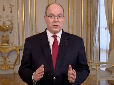 Thân vương Monaco Albert II phát biểu trên truyền hình quốc gia hôm 17/3. Ảnh: Monaco Tribune.