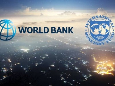 Logo của Quỹ Tiền tệ Quốc tế (IMF) và Ngân hàng Thế giới (WB). (Nguồn: businessamlive).