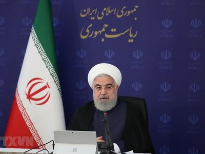 Tổng thống Iran Hassan Rouhani phát biểu tại cuộc họp nội các ở Tehran, ngày 8/4/2020. (Ảnh: AFP/TTXVN).