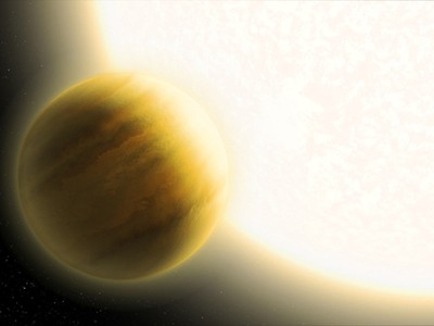 Đồ họa mô tả hành tinh WASP-79b quay quanh ngôi sao lớn gấp nhiều lần Mặt Trời. Ảnh: NASA.