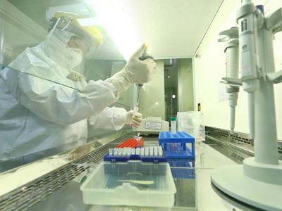 Phòng tách mẫu xét nghiệm COVID-19. (Ảnh: Minh Quyết/TTXVN).