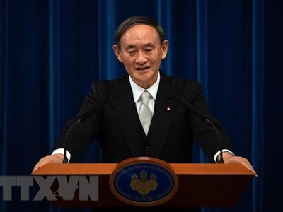 Tân Thủ tướng Nhật Bản Yoshihide Suga phát biểu tại cuộc họp báo ở Tokyo ngày 16/9/2020. (Nguồn: AFP/TTXVN)