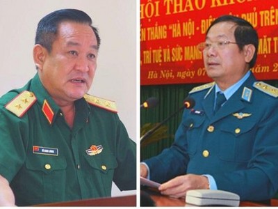 Trung tướng Võ Minh Lương (trái) và Thượng tướng Lê Huy Vịnh.