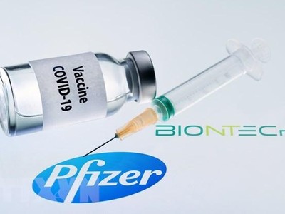 Hình ảnh mô phỏng vaccine ngừa COVID-19 do hãng dược phẩm Pfizer của Mỹ và BioNTech của Đức hợp tác phát triển. (Ảnh: AFP/TTXVN).
