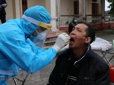 Lấy mẫu xét nghiệm SARS-CoV-2. (Ảnh: Mạnh Minh/TTXVN).