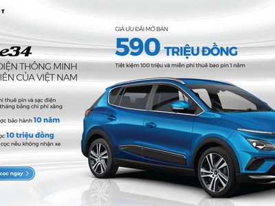 Vinfast VF e34: Xe ô tô điện đầu tiên của Việt Nam được mở bán với giá ưu đãi 590 triệu đồng