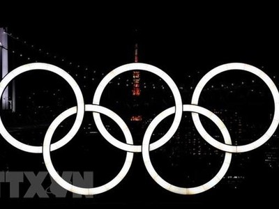 Biểu tượng Olympic tại Tokyo, Nhật Bản, ngày 21/7/2021. (Ảnh: THX/TTXVN).