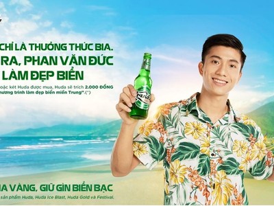 Tuyển thủ quốc gia Phan Văn Đức đồng hành cùng chương trình làm đẹp biển miền Trung của Huda với vai trò đại sứ của chương trình.