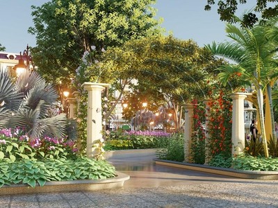 Hệ thống tiện ích, cảnh quan sân vườn xanh mát ngay trong nội khu dự án.