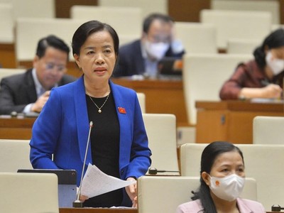 Đại biểu Nguyễn Thị Kim Thúy (Đà Nẵng) phát biểu tại phiên thảo luận.