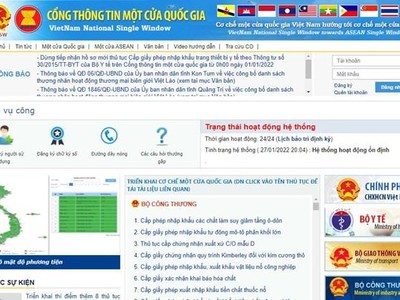 Trang chủ Cổng thông tin một cửa quốc gia.