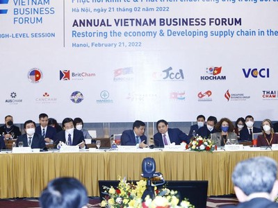 Phiên cấp cao Diễn đàn Doanh nghiệp Việt Nam có sự tham dự của Thủ tướng Phạm Minh Chính.
