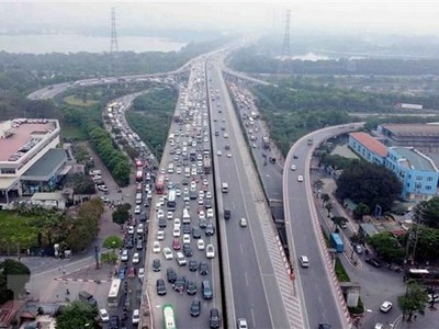 Đường Vành đai 3 trên cao. (Ảnh: Phạm Kiên/TTXVN).