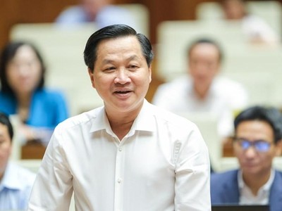 Phó thủ tướng Chính phủ Lê Minh Khái phát biểu cuối phiên thảo luận.