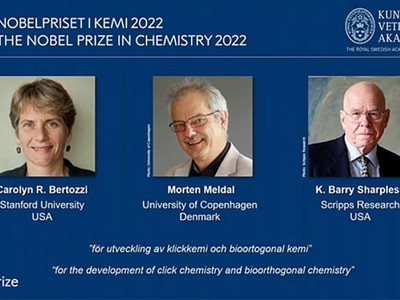 Chân dung 3 nhà khoa học đoạt giải Nobel Hóa học 2022. Ảnh: Nobel Prize.