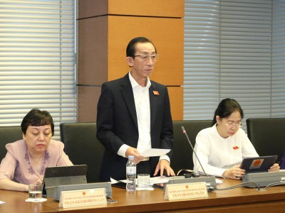 Đại biểu Trần Hoàng Ngân phát biểu tại tổ - (Ảnh: Duy Linh).