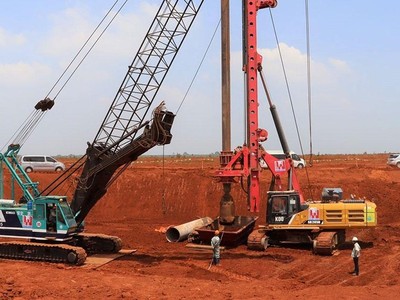 Thi công móng cọc Nhà ga hành khách sân bay Long Thành.