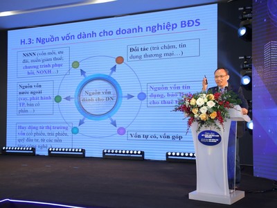 TS.Cấn Văn Lực chia sẻ về cơ hội và thách thức đối với thị trường bất động sản Việt Nam năm 2023 tại Diễn đàn Bất động sản mùa Xuân thường niên 2023 do Tạp chí điện tử Bất động sản Việt Nam và Viện Nghiên cứu Bất động sản Việt Nam tổ chức.