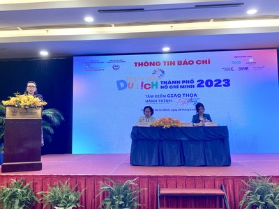 Các đại biểu thông tin về Ngày hội du lịch TP.HCM 2023 tại họp báo.