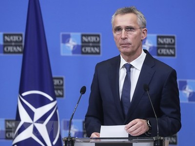 Tổng Thư ký NATO Jens Stoltenberg tại cuộc họp báo ở Brussels, Bỉ. (Ảnh: AFP/TTXVN)