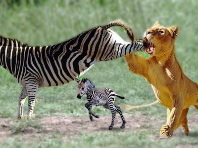 Cứu con, ngựa vằn tung cước đá "vỡ mồm" sư tử 