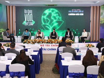 Các diễn giả thảo luận tại Hội thảo “Đa dạng vốn cho phát triển bền vững” do Báo Tài chính - Đầu tư tổ chức.