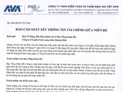QBS công bố báo cáo tài chính bán niên soát xét