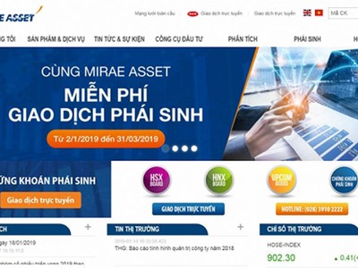Công ty chứng khoán Mirae Asset mới đây đã tuyên bố miễn phí giao dịch phái sinh cho khách hàng từ 2/1 đến 31/3/2019