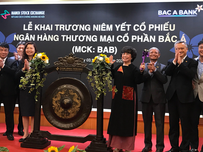Cổ phiếu BAC A BANK (BAB) tăng kịch trần trong ngày chào sàn HNX