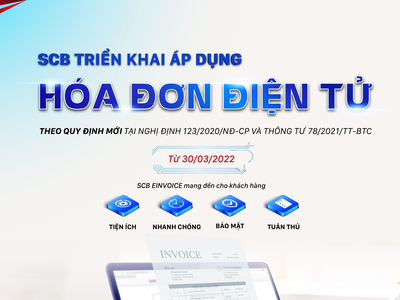SCB chuyển đổi áp dụng hoá đơn điện tử theo Nghị định 123/2020/NĐ-CP