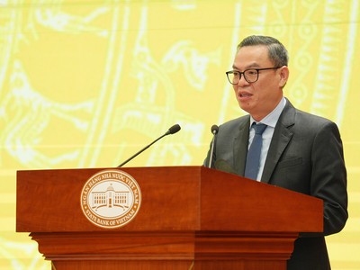 Ông Trần Minh Bình, Chủ tịch HĐQT VietinBank phát biểu tại Hội nghị