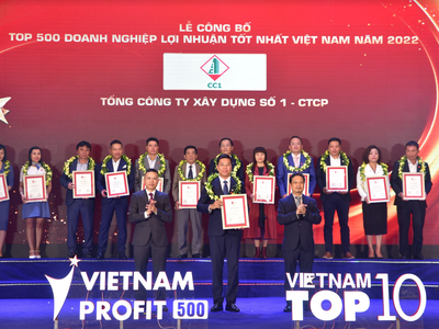 Ông Lê Bảo Anh - Phó tổng giám đốc Tổng Công ty Xây dựng số 1 - CTCP (CC1) đại diện Công ty nhận giải.