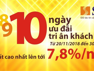 SHB tăng lãi suất huy động lên 7,8%/năm với sổ từ 5 tỷ đồng, kỳ hạn 12 tháng trở lên