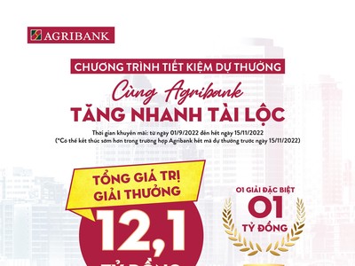 Cùng Agribank tham gia tiết kiệm dự thưởng với tổng giá trị hơn 12 tỷ đồng