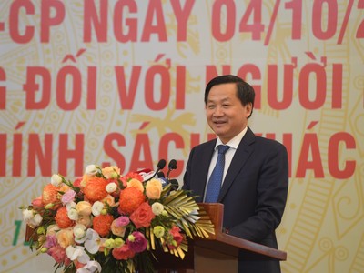 Phó Thủ tướng Chính phủ Lê Minh Khái phát biểu chỉ đạo tại Hội nghị. Ảnh: Tiến Trung.