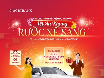 “Tết An Khang- Rước Xế Sang” cùng Agribank với tổng giá trị giải thưởng lên tới trên 18 tỷ đồng