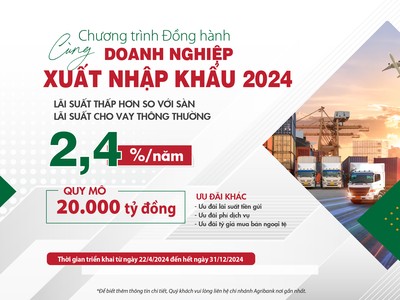 Agribank: Ưu đãi lớn cho doanh nghiệp xuất nhập khẩu năm 2024
