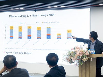 TS. Nguyễn Tú Anh, Giám đốc Trung tâm Thông tin, phân tích và dự báo kinh tế, Ban Kinh tế Trung ương chia sẻ tại Hội thảo